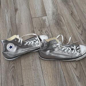 Converse Woman’s Metallic Silver High-Tops